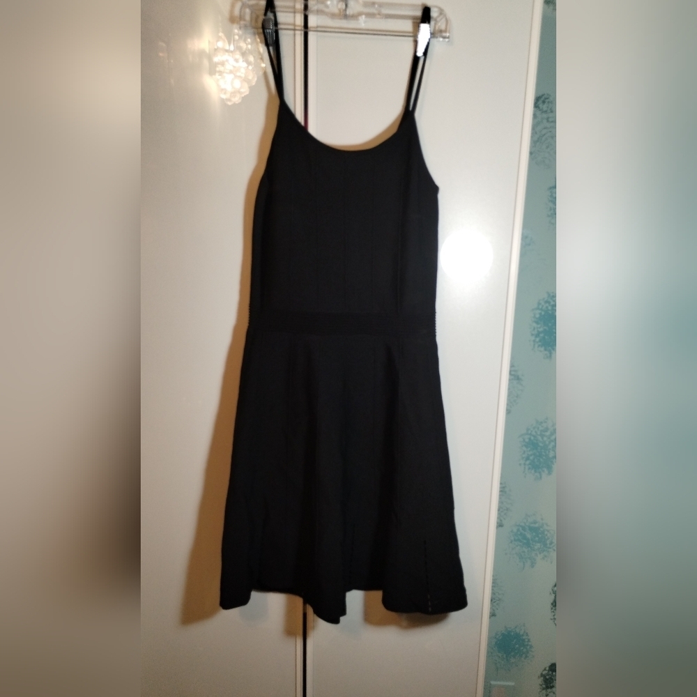 Sandro Midi A-line Black Stretchy Knitted Dress Sz M Excellent Condition